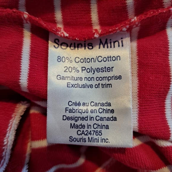 Souris Mini girls 18 months red & white striped swim cover up, New - Picture 2 of 5